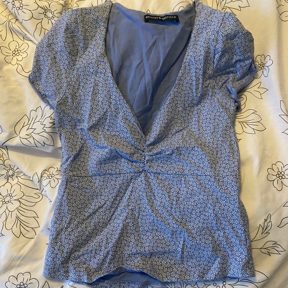 Blue Floral Brandy Melville Tee